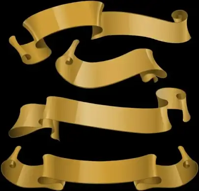 glossy yellow ribbon banner set