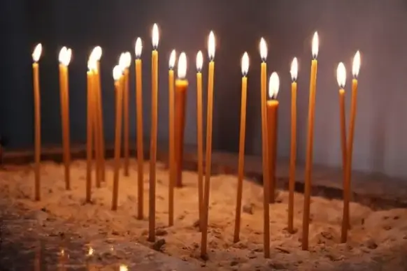 glowing church candles
