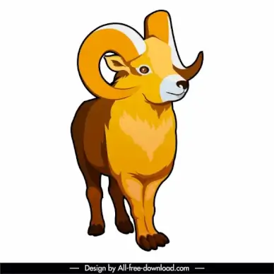 goat icon colored handdrawn sketch