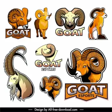 goat logo icons colored flat design
