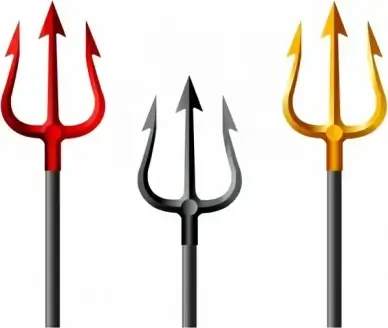 Gold, black and red tridents