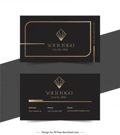 gold shop business card template dark contrast flat