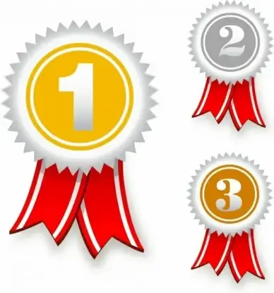 Gold, silver and bronze award ribbons