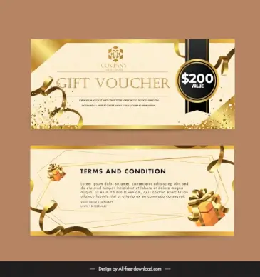 gold voucher template luxury dynamic 3d present box confetti