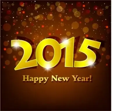 golden 2015 Happy New Year with sparking spot lights background