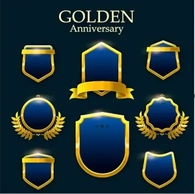 golden badge and frame set