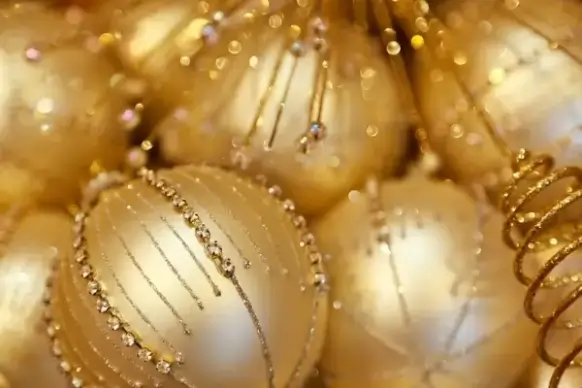 golden christmas balls