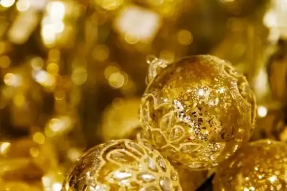 golden christmas balls