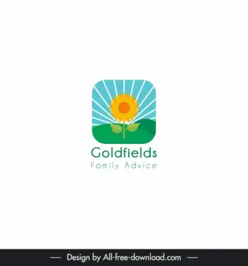 goldfields family advice logo template flat sunflower rays decor