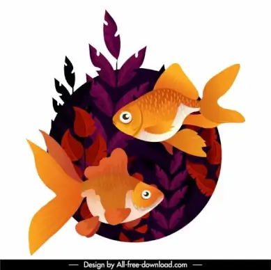 goldfish painting swimming sketch seaweed decor