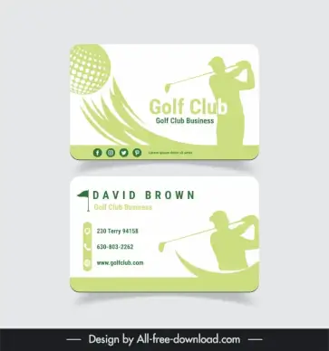 golf club business card template dynamic silhouette golfer