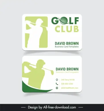 golf club business card template dynamic silhouette golfer 