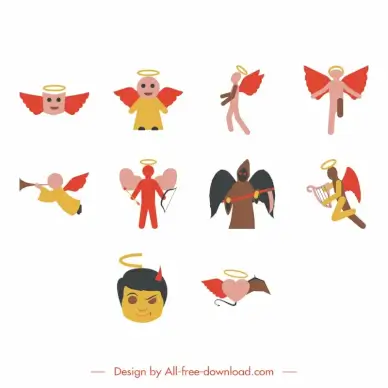 good and evil icon sets collection flat classical symbols sketch