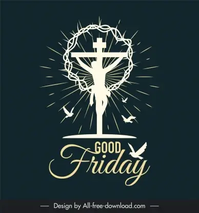 good friday banner template contrast silhouette doves jesus rays