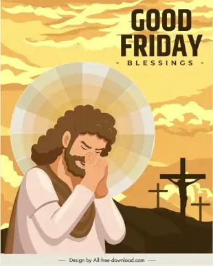  good friday banner template praying saint cemetery silhouette decor