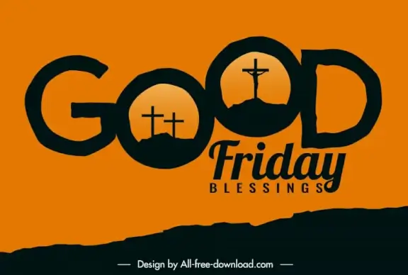 good friday blessings banner template dark silhouette cemetery texts sketch