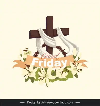 good friday design elements elegant flowers holy cross 