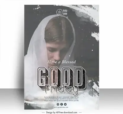 good friday poster template praying girl sketch realistic contrast design