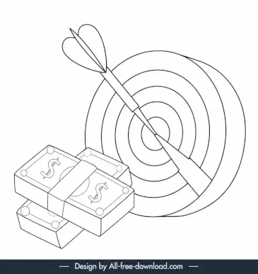 good targeting audience idea concept icons sign black white 3d target arrow money sketch