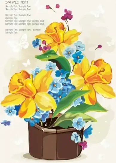 orchid flowers background gouache handdrawn sketch retro decor