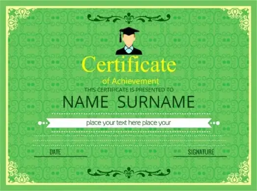 graduation certificate vignette style in green