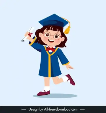  graduation design elements dynamic cute little girl