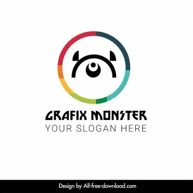 grafix monster logo flat symmetric circle face design 