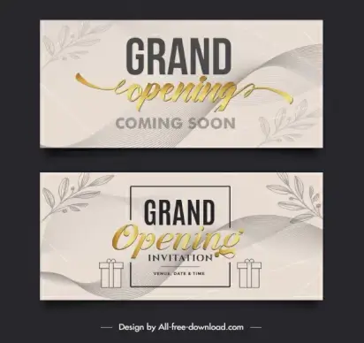 grand opening card templates elegant leaf presents sketch