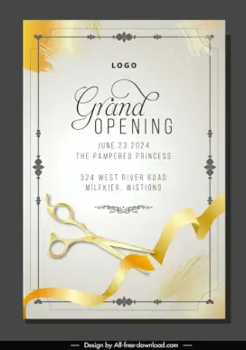 grand opening invitation card templates dynamic scissors cutting ribbon
