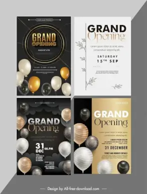 grand opening posters templates collection elegant contrast balloon 