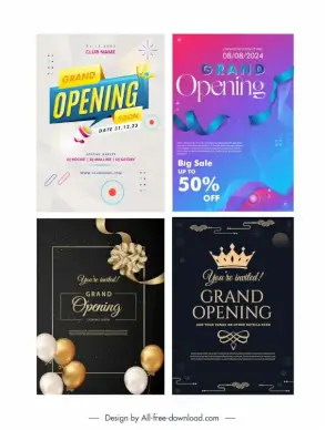 grand opening posters templates collection modern elegance decor