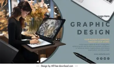 graphic design banner template elegant working woman