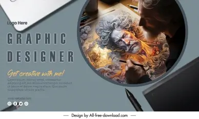 graphic designer banner template old painter artwork