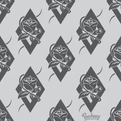 gray seamless wallpaper with floral and geometric elements