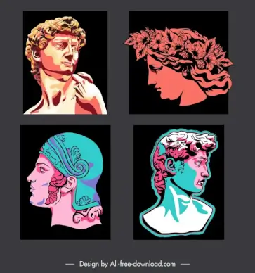 greek sculpture design elements handdrawn antique  