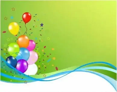 Green party wave with balloons