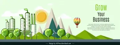 green power banner  template classic mill trees mountain scene