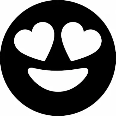 grin heart emotion icon heart shaped eyes circle face black white contrast