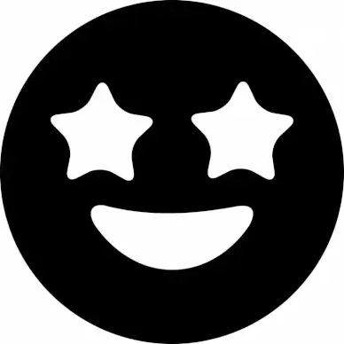 grin star emotion icon flat black white symmetric contrast circle shape
