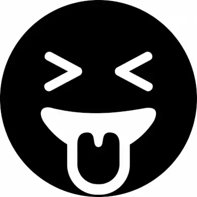 grin tongue squint emotion icon symmetric flat black white circle face sketch