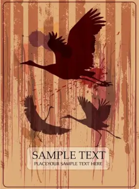 grunge silhouettes bird on wall