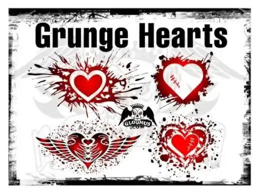 red hearts vector illustration in various styles