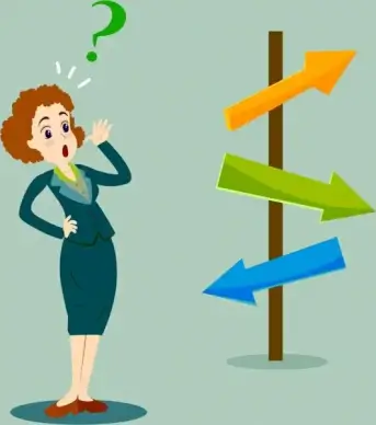 guidance direction banner arrow signpost woman icons
