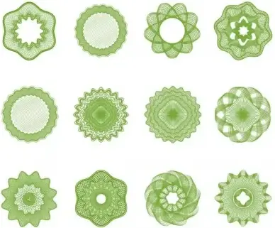 guilloche elements vector set