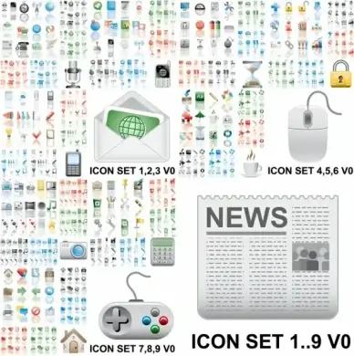 computer ui sets collection modern colored icons design