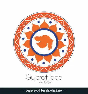 gujarat mandala logotype flat circle shape map flower sketch