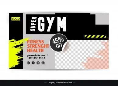gym club discount banner template grunge checkered