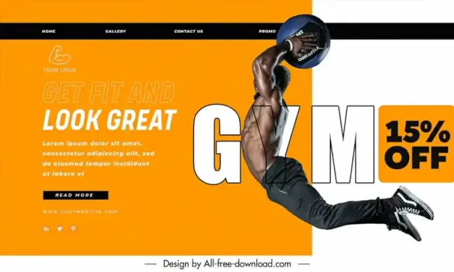 gym club discount landing page template dynamic man