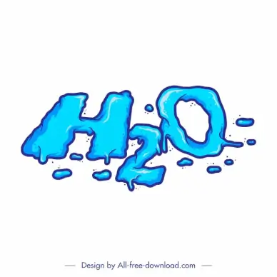h2o sign icon flat classic handdrawn melting sketch