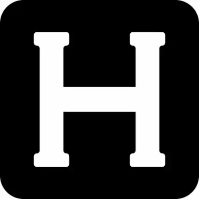 h square button sign contrast black white flat text sketch